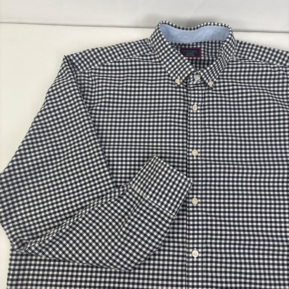 UNTUCKit Mens XL Relaxed Fit Gingham Button Down Shirt Navy Blue White Cotton - Picture 1 of 6